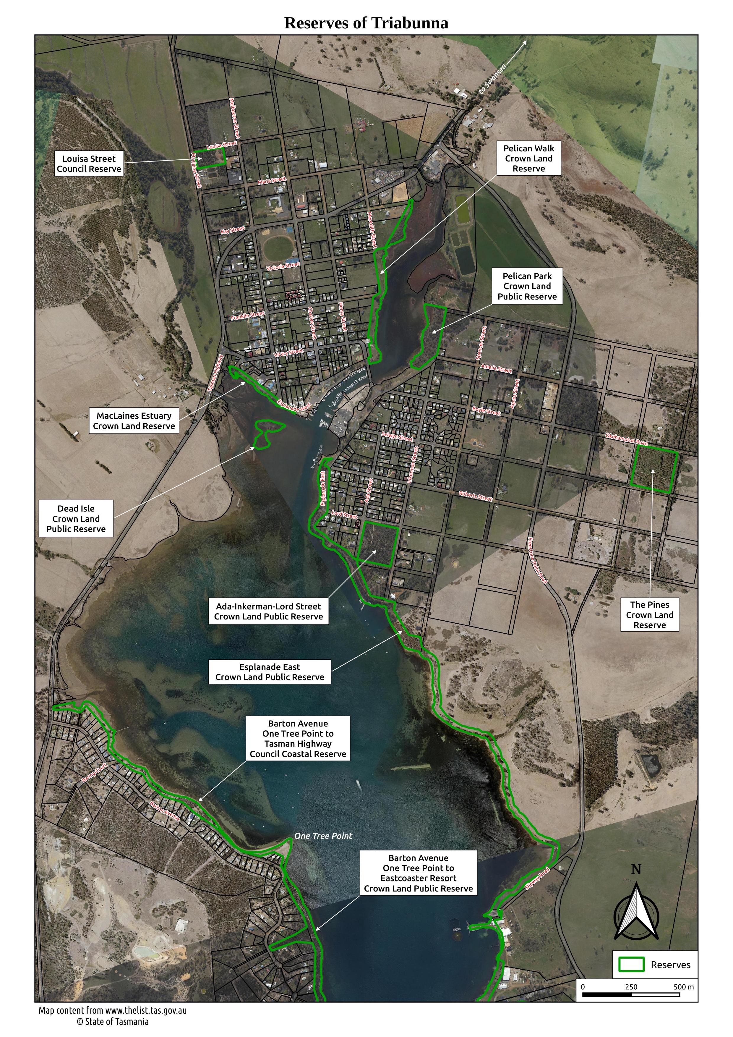 higher resolution map of the Triabunna Reserves